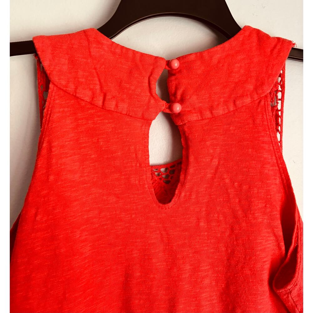 Vintage Y2K Sleeveless Top Women's Medium Orange Floral Crochet Granola Boho - Picture 6 of 7